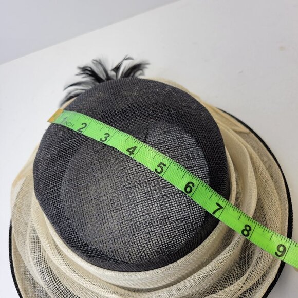 Black and Cream Dress Hat Sinamay Church Hat Adjustable Hat Kentucky Derby Hat - Picture 14 of 16